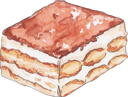 Watercolor Tiramisu Dessert